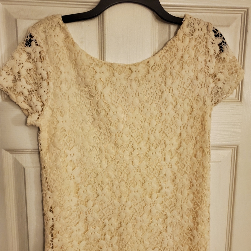 Cream Colored Maxi/See-Through Dress